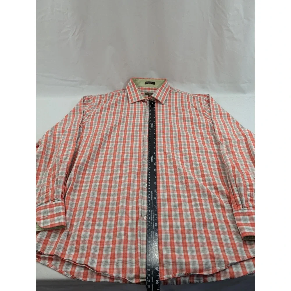 Ralph Lauren Shirt Men 2XL Button Up Performance Orange Plaid Tattersall Cutaway
